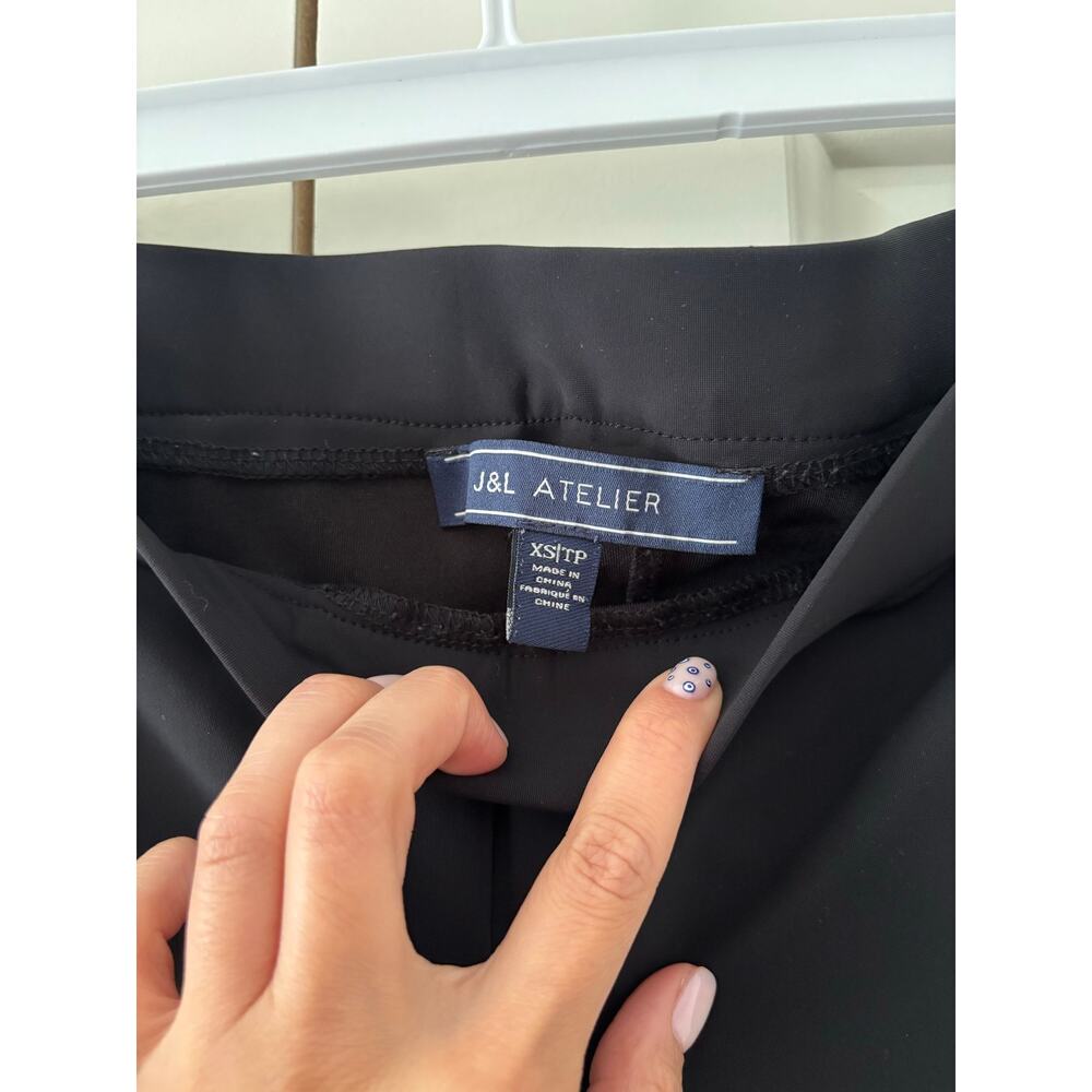 J&L Atelier Black Pull On Dress Pants Women XS Straight Leg Stretch Career Work - Picture 4 of 8